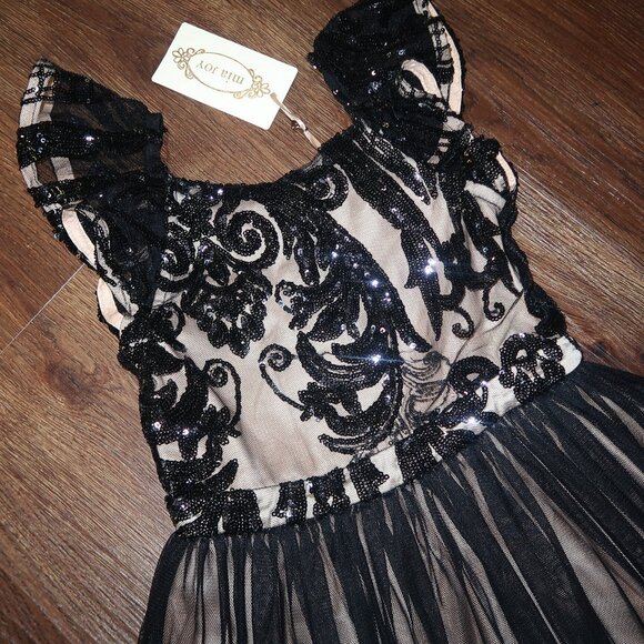 NWT Girls Joyfolie Ivy Dress in Black Long Tulle Sequin Formal Party Dress sz 5 - Picture 5 of 6